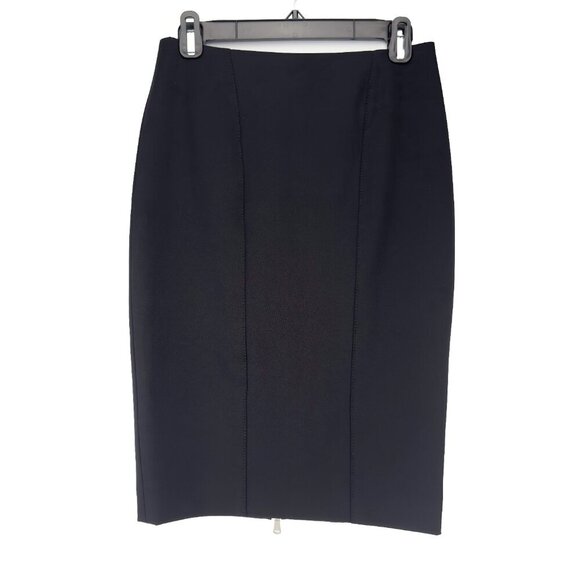 SANDRA ANGELOZZI Pencil Designer Double Back Zip Contemporary Black Skirt sz 32 - Picture 1 of 7